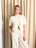 The Ria Linen Crop Blazer