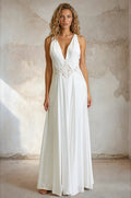 Plunge Linen Maxi Dress