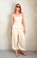 Metallic Strapless Balloon Pant Set