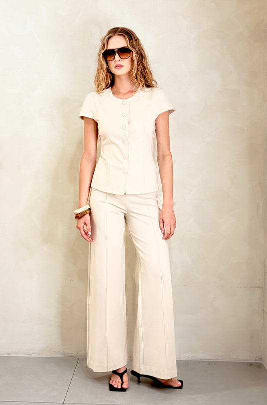 Ponte Button Up Slim Fit Top