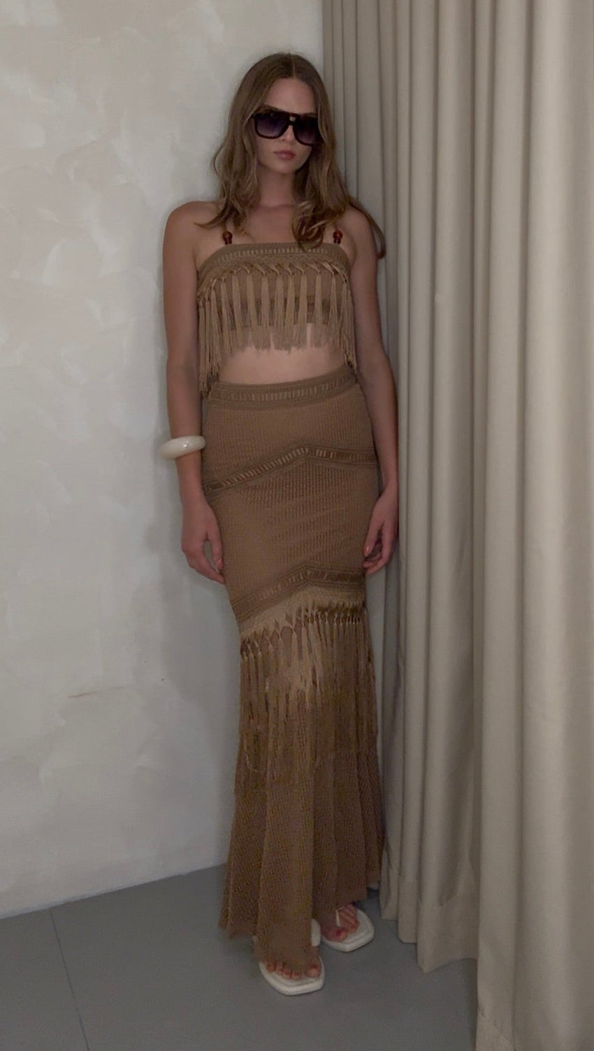 Fringe Maxi Skirt