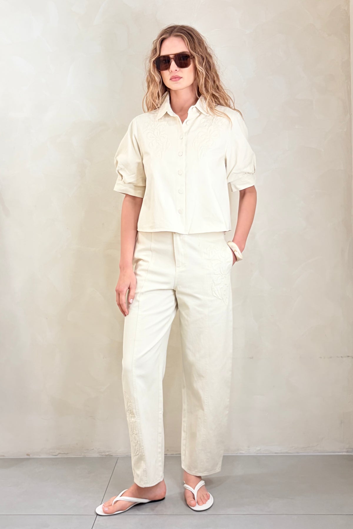 Embroidered Boxy Crop Jacket