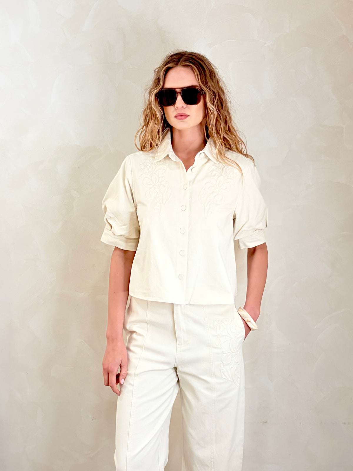 Embroidered Boxy Crop Jacket
