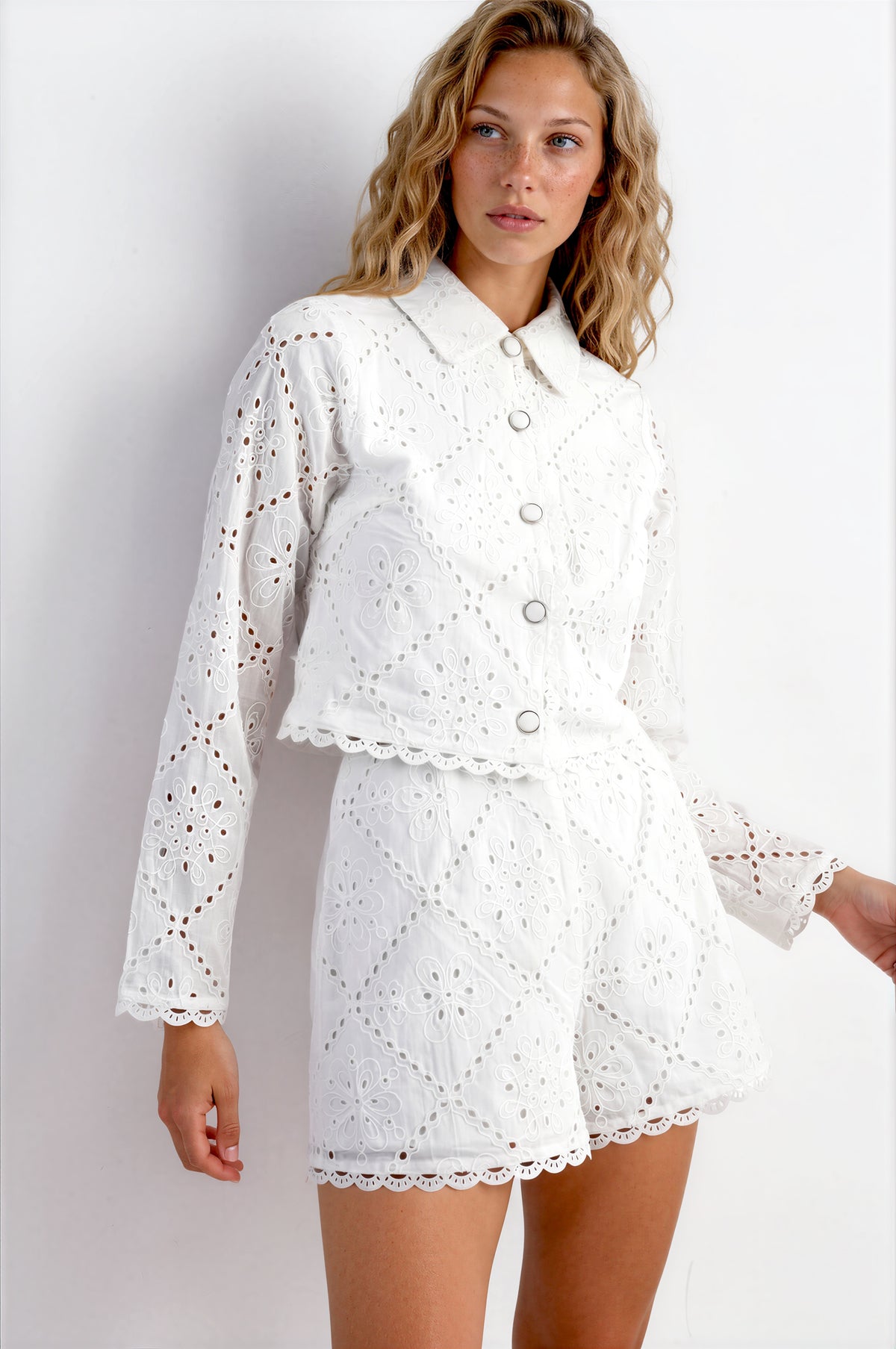 Eyelet Button Down Shirt