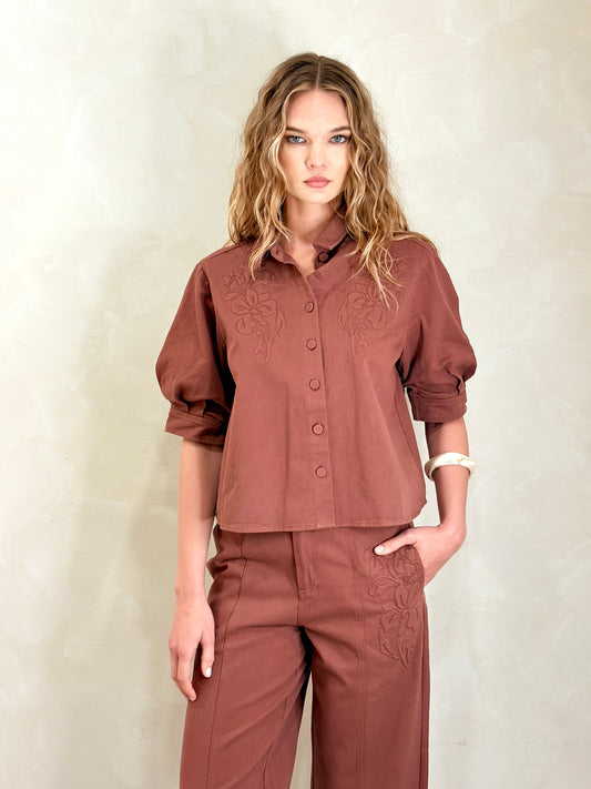 Embroidered Boxy Crop Jacket