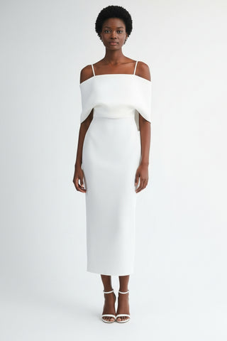 Scuba Off Shoulder Strap Midi Dress