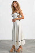 Linen Contrast Midi Dress