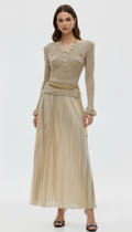 Knit Pleated Gold Dress