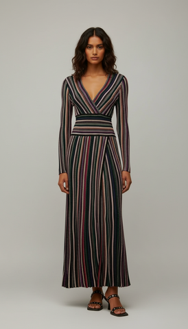 Stripe Wrap Dress