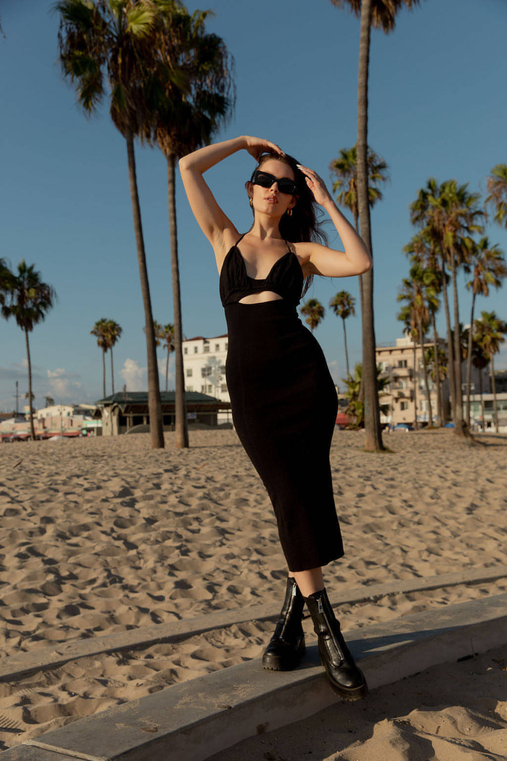 Knit Midi Dress W/Front Cut Out XS / Mocha Knit Midi Dress W/Front Cut Out XS / Mocha