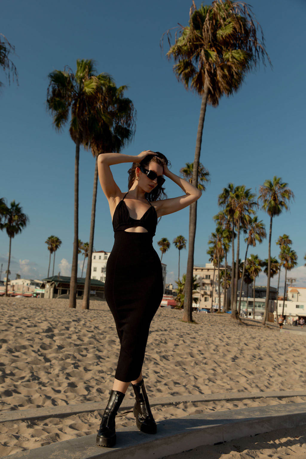 Knit Midi Dress W/Front Cut Out