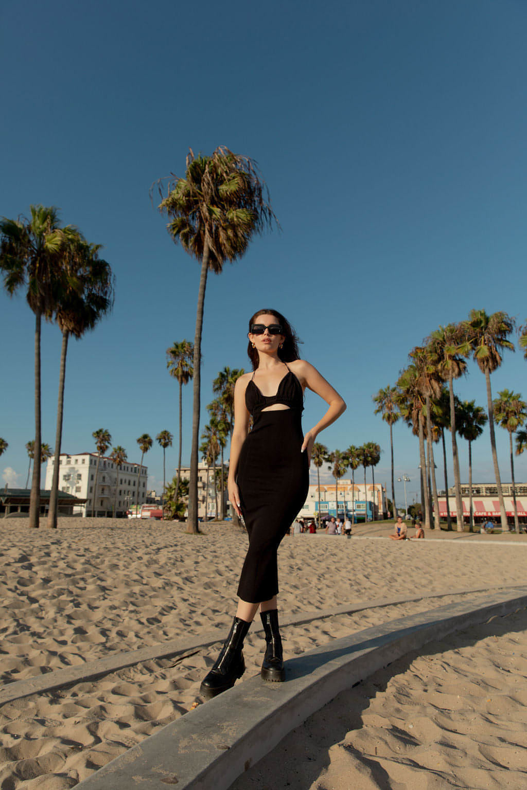 Knit Midi Dress W/Front Cut Out