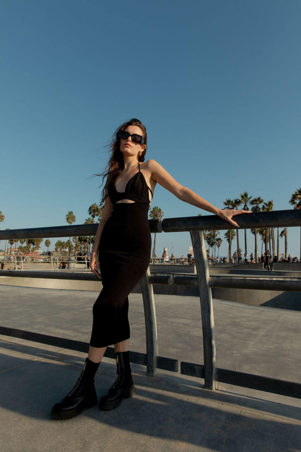 Knit Midi Dress W/Front Cut Out